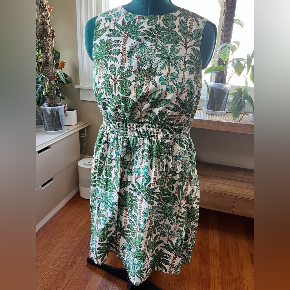 Rare Boden size 10 smocked waist mini dress tropical green